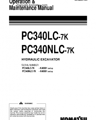 PC340NLC-7(GBR)-K S/N 40001-UP Operation manual (English)