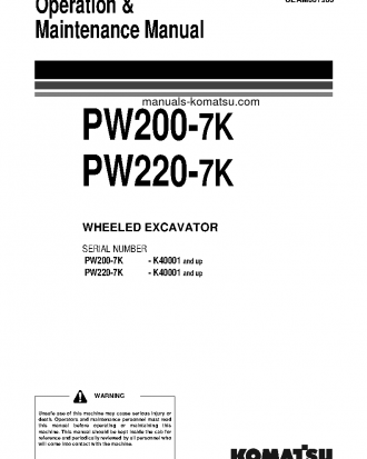 PW200-7(GBR)-K S/N K40001-K40145 Operation manual (English)