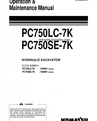 PC750SE-7(GBR)-K S/N K40001-UP Operation manual (English)