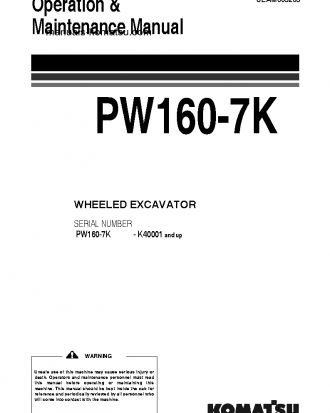 PW160-7(GBR)-K S/N K40001-UP Operation manual (English)