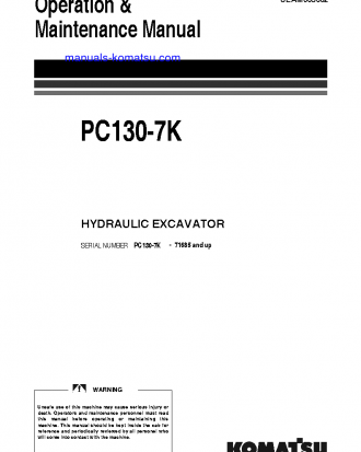 PC130-7(GBR)-K S/N 71685-UP Operation manual (English)