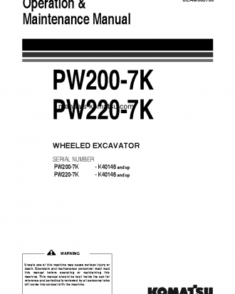 PW220-7(GBR)-K S/N K40146-UP Operation manual (English)