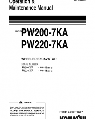 PW200-7(GBR)-USA S/N K40146-UP Operation manual (English)