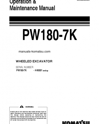 PW180-7(GBR)-K S/N K40001-UP Operation manual (English)