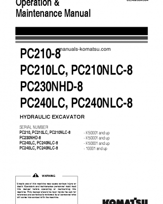 PC240LC-8(GBR) S/N 10001-UP Operation manual (English)