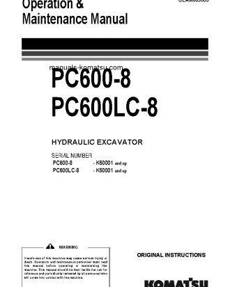 PC600LC-8(GBR) S/N K50001-UP Operation manual (English)