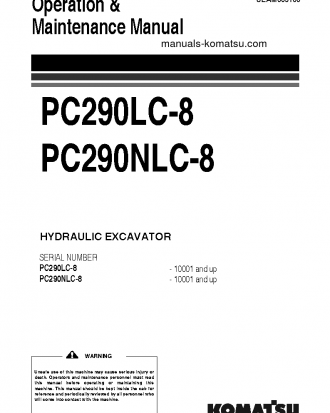 PC290NLC-8(GBR) S/N 10001-UP Operation manual (English)