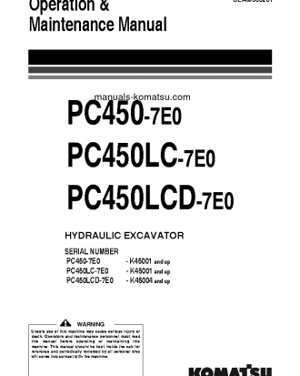 PC450-7(GBR)-TIER 3 S/N K45001-UP Operation manual (English)