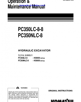 PC350LC-8(GBR) S/N K50650-UP Operation manual (English)