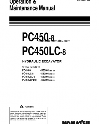 PC450-8(GBR) S/N K50001-UP Operation manual (English)