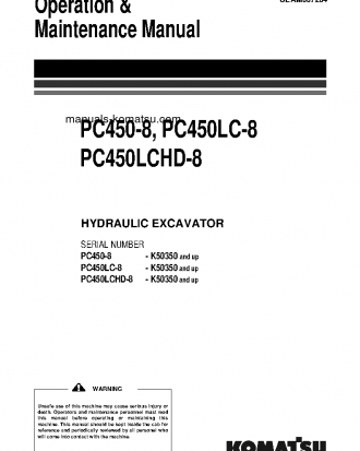 PC450-8(GBR) S/N K50350-UP Operation manual (English)