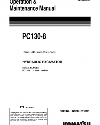 PC130-8(GBR) S/N 80001-UP Operation manual (English)