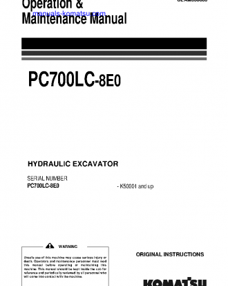 PC700LC-8(GBR)-E0 S/N K50001-UP Operation manual (English)