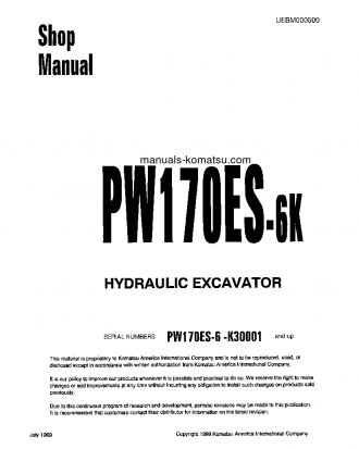 PW170ES-6(GBR)-K S/N K30001-K32000 Shop (repair) manual (English)