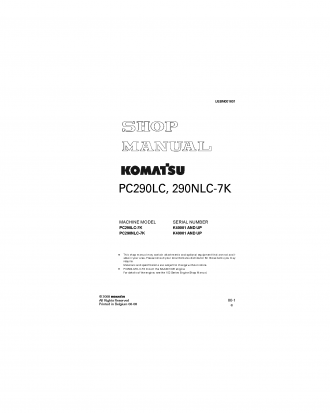 PC290NLC-7(GBR)-K S/N 40001-UP Shop (repair) manual (English)