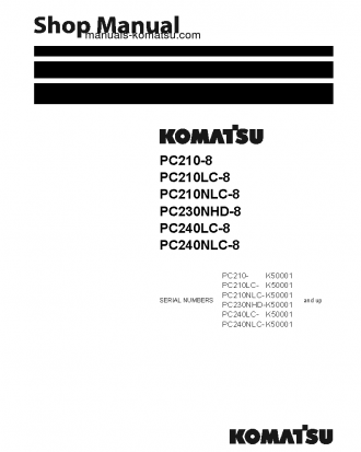 PC210-8(GBR) S/N K50001-UP Shop (repair) manual (English)