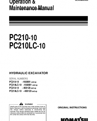 PC210-10(GBR) S/N 450120-UP Operation manual (English)