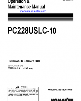 PC228USLC-10(GBR) S/N 1149-UP Operation manual (English)