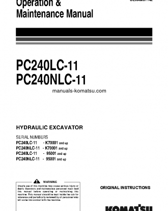 PC240NLC-11(GBR) S/N 95001-UP Operation manual (English)