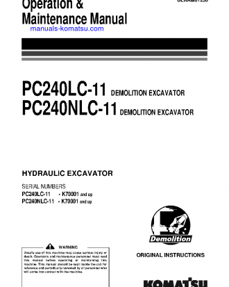 PC240NLC-11(GBR)-DEMOLITION S/N K70001-UP Operation manual (English)