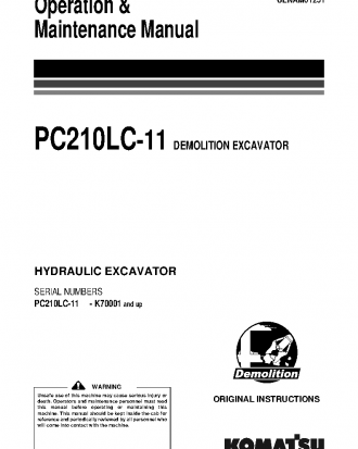 PC210LC-11(GBR)-DEMOLITION S/N K70001-UP Operation manual (English)