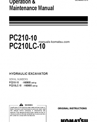 PC210-10(GBR) S/N K60600-UP Operation manual (English)