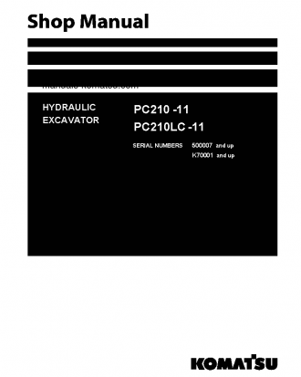 PC210-11(GBR) S/N K70001-UP Shop (repair) manual (English)