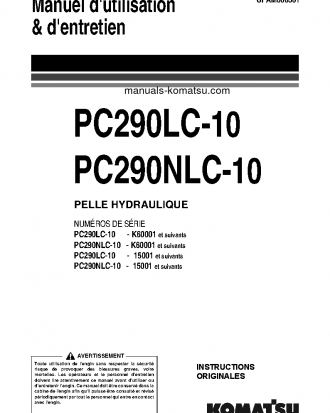 PC290NLC-10(GBR) S/N 15001-UP Operation manual (French)
