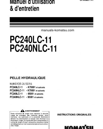 PC240LC-11(GBR) S/N K70001-UP Operation manual (French)