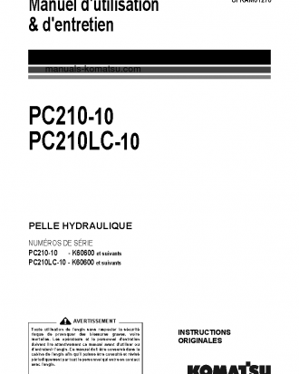 PC210LC-10(GBR) S/N K60600-UP Operation manual (French)