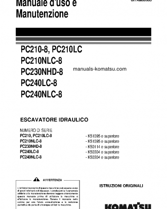 PC210LC-8(GBR) S/N K51095-UP Operation manual (Italian)