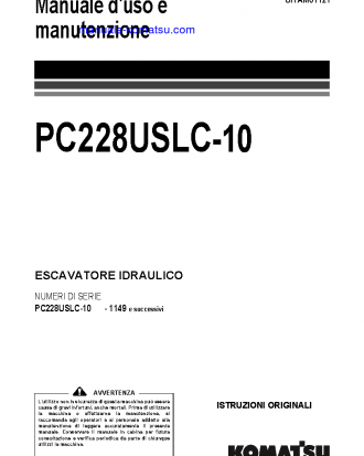 PC228USLC-10(GBR) S/N 1149-UP Operation manual (Italian)