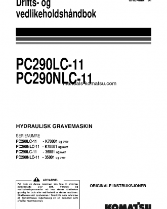 PC290NLC-11(GBR) S/N K70001-UP Operation manual (Norwegian)