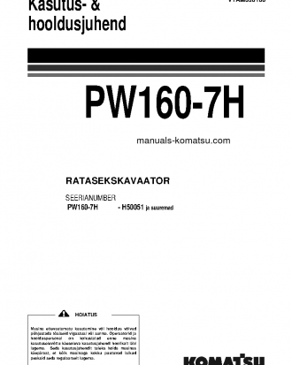 PW160-7(DEU) S/N H50051-UP Operation manual (Estonian)