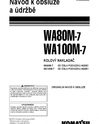 WA80M-7(DEU) S/N H62051-UP Operation manual (Czech)
