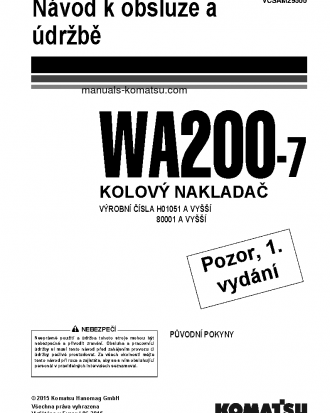 WA200-7(DEU) S/N H01051-UP Operation manual (Czech)