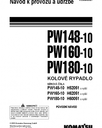 PW160-10(DEU) S/N H62051-UP Operation manual (Czech)