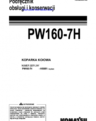 PW160-7(DEU) S/N H50051-UP Operation manual (Polish)