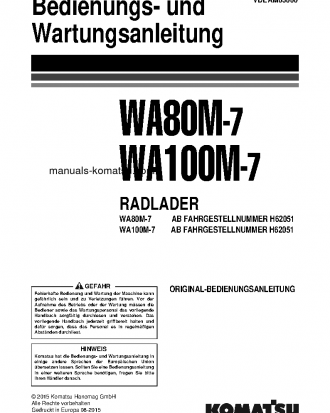 WA80M-7(DEU) S/N H62051-UP Operation manual (German)