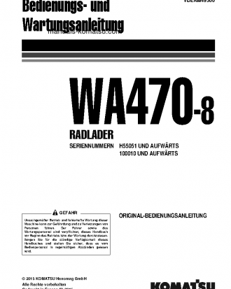WA470-8(DEU) S/N H55051-UP Operation manual (German)