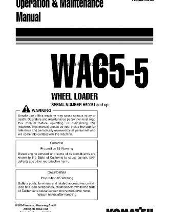 WA65-5(DEU)-WA S/N H50051-UP Operation manual (English)