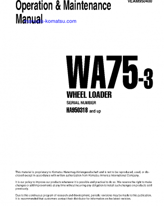 WA75-3(DEU) S/N HA950318-HA950856 Operation manual (English)