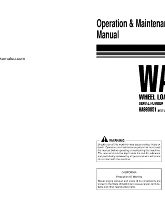WA85-3(DEU) S/N HA960051-HA960129 Operation manual (English)