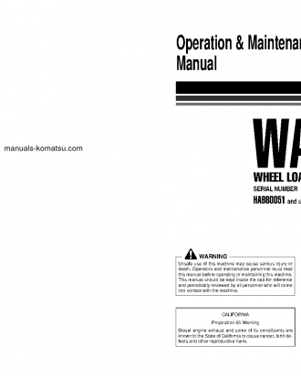 WA95-3(DEU)-30KM OPTIONS S/N HA980051-HA980117 Operation manual (English)