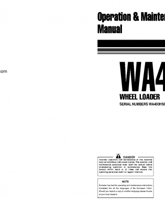 WA400-5(DEU)-H S/N H50051-UP Operation manual (English)