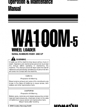 WA100M-5(DEU) S/N H50051-UP Operation manual (English)