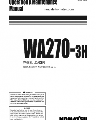 WA270-3(DEU) S/N WA270H20564-WA270H21037 Operation manual (English)