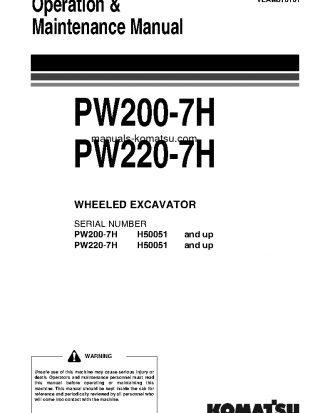 PW200-7(DEU) S/N H50051-UP Operation manual (English)