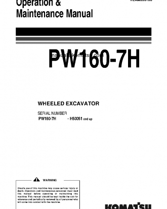 PW160-7(DEU) S/N H50051-UP Operation manual (English)