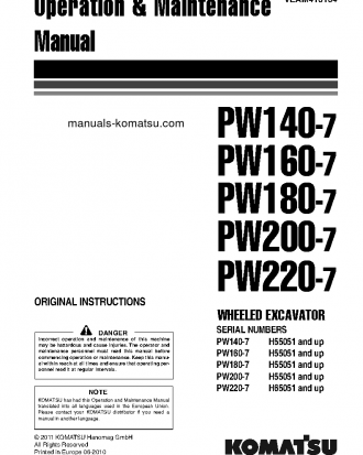 PW200-7(DEU)-TIER 3 S/N H55051-UP Operation manual (English)